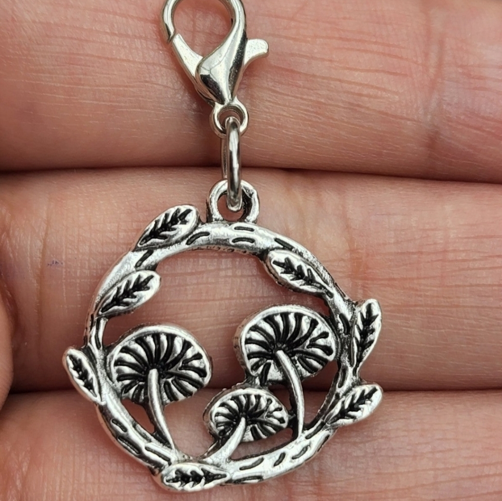 MUSHROOMS clip on charms planner zipper pull bracelet witchy pagan NIGHT LEAVES